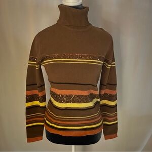 Casual Corner Multicolor Striped Turtleneck Sweater